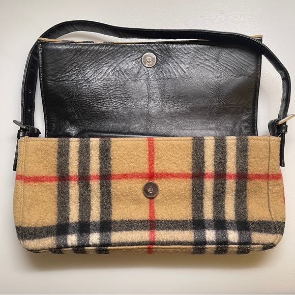 BURBERRYS Nova Check Blue Label Shoulder Bag Wool Beige handbag - Picture 5 of 11